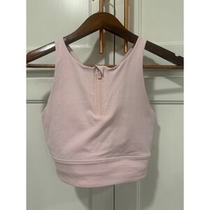Lululemon Pink Sports Bra Light Support Criss Cross  Zipper Size 8 high energy